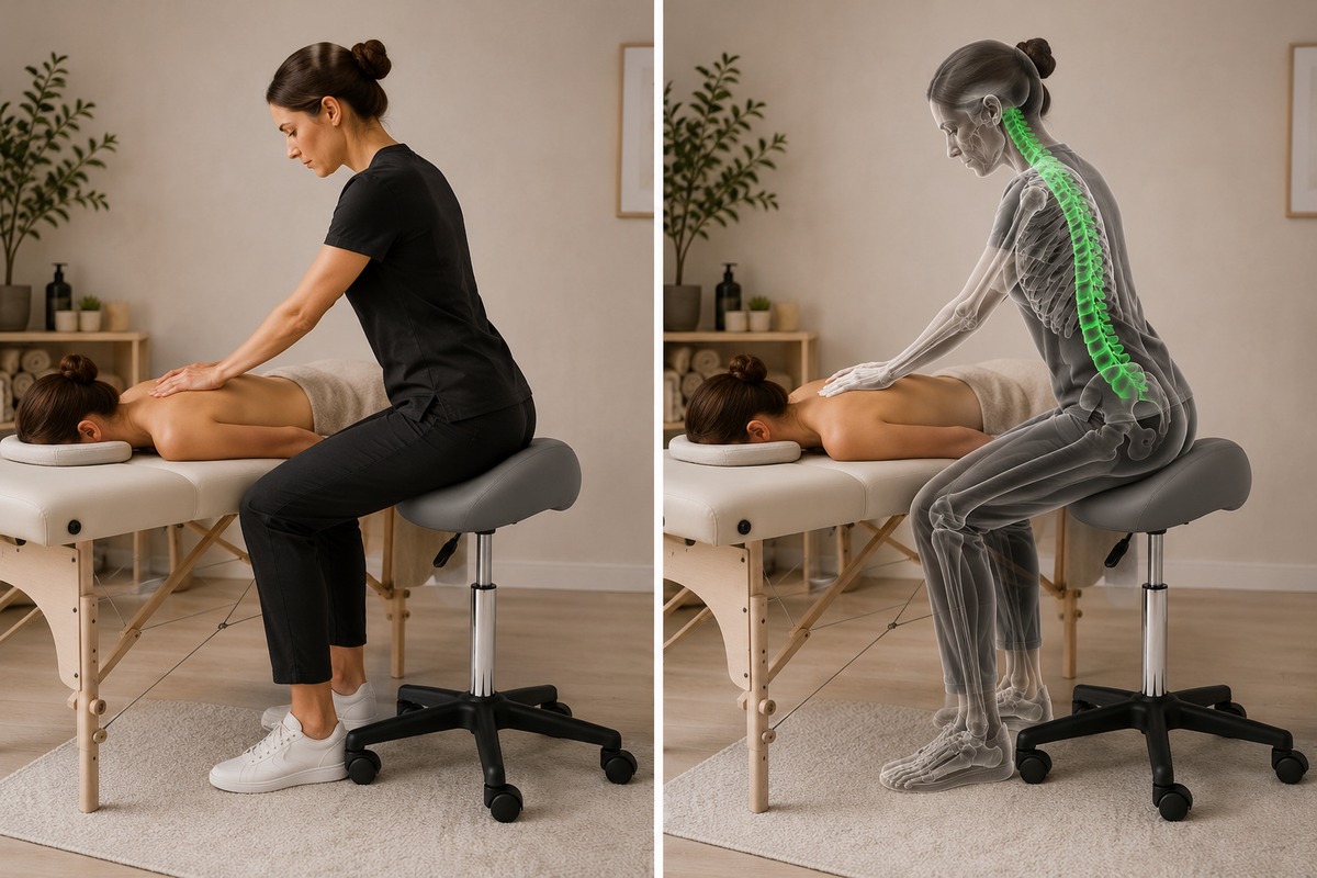 Tabouret selle de massage ergonomique gris