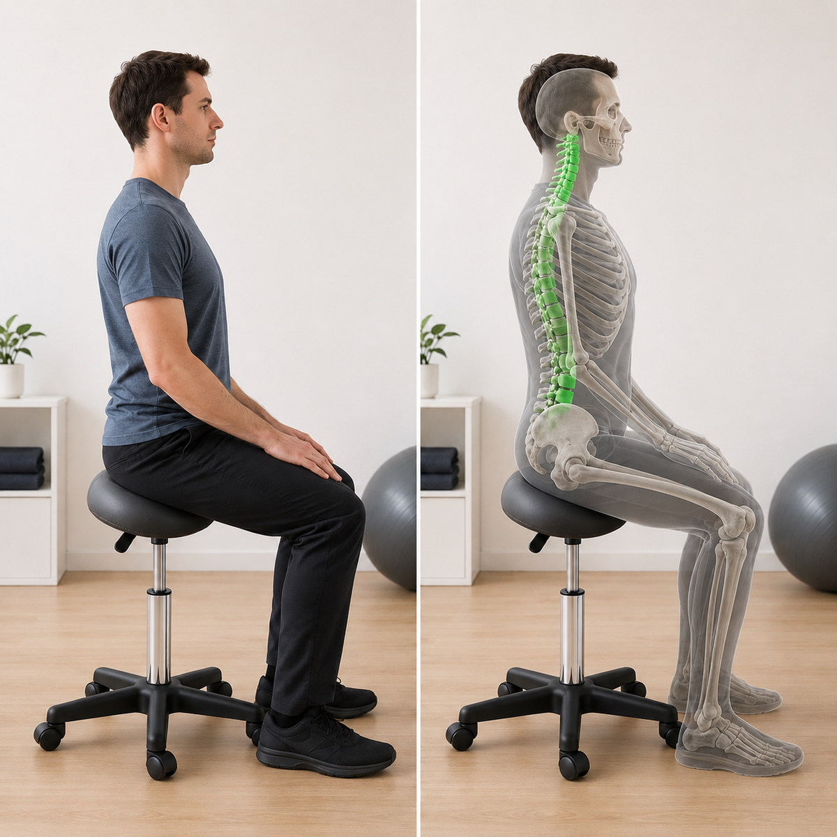 Tabouret selle de massage ergonomique noir