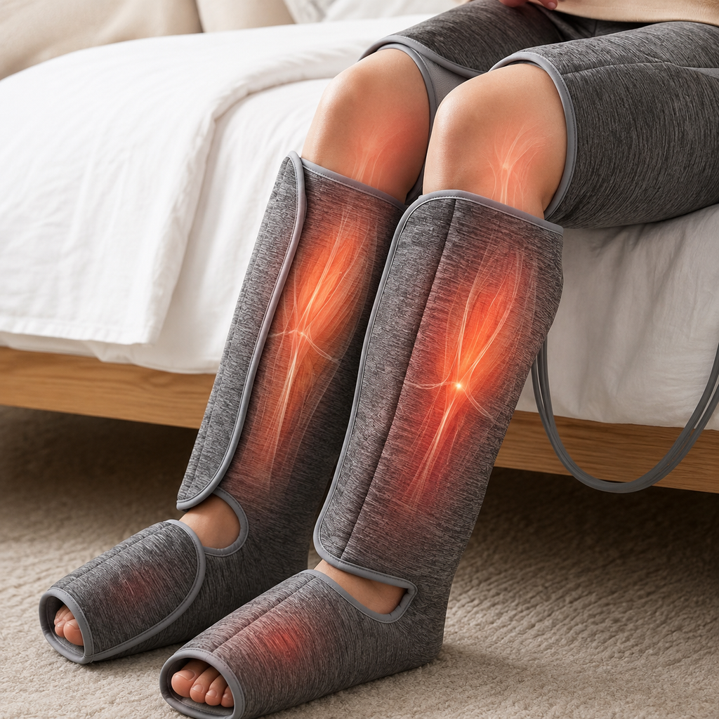 Bottes de pressothérapie avec compression et chaleur en action