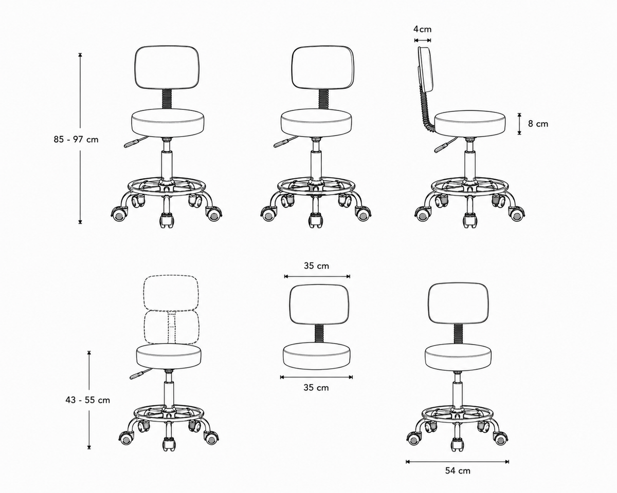 Tabouret de massage avec dossier noir plan
