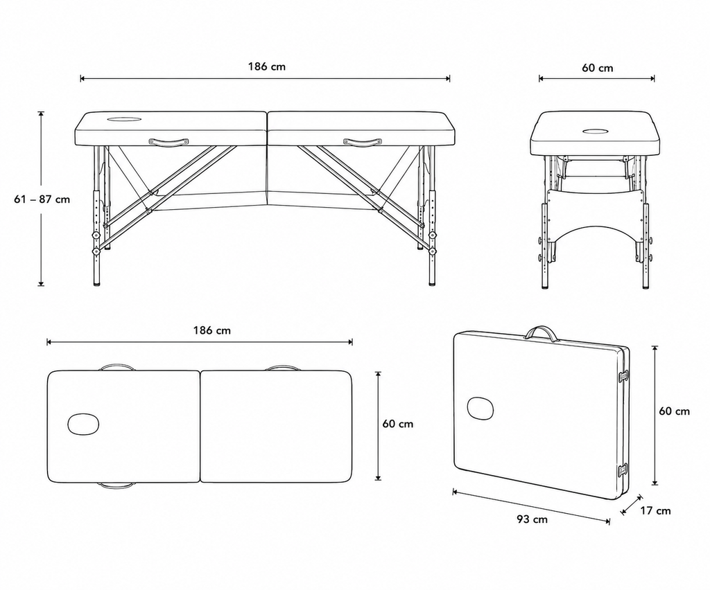 Table de massage pliante Essentiel plan