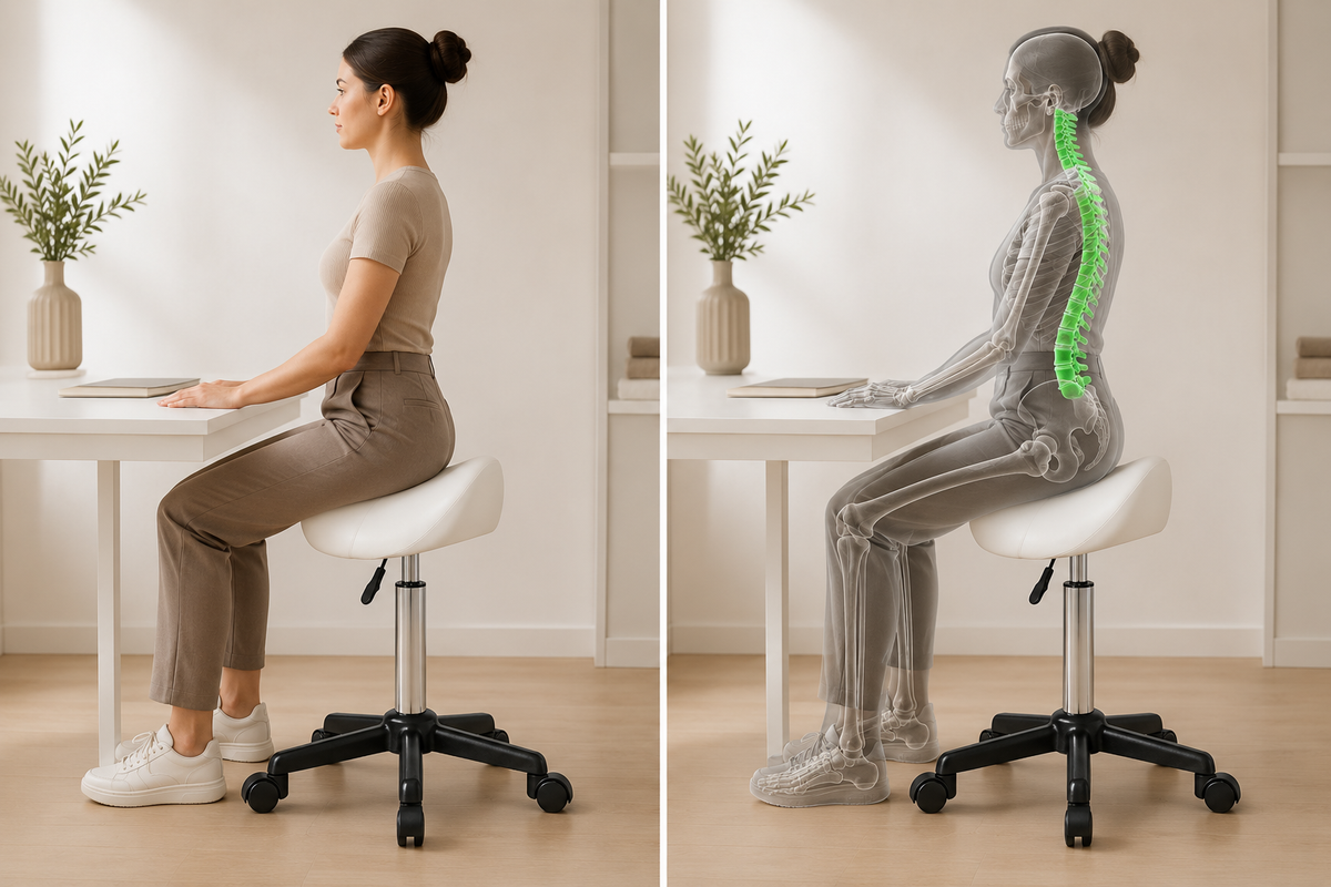 Tabouret selle de massage ergonomique blanche