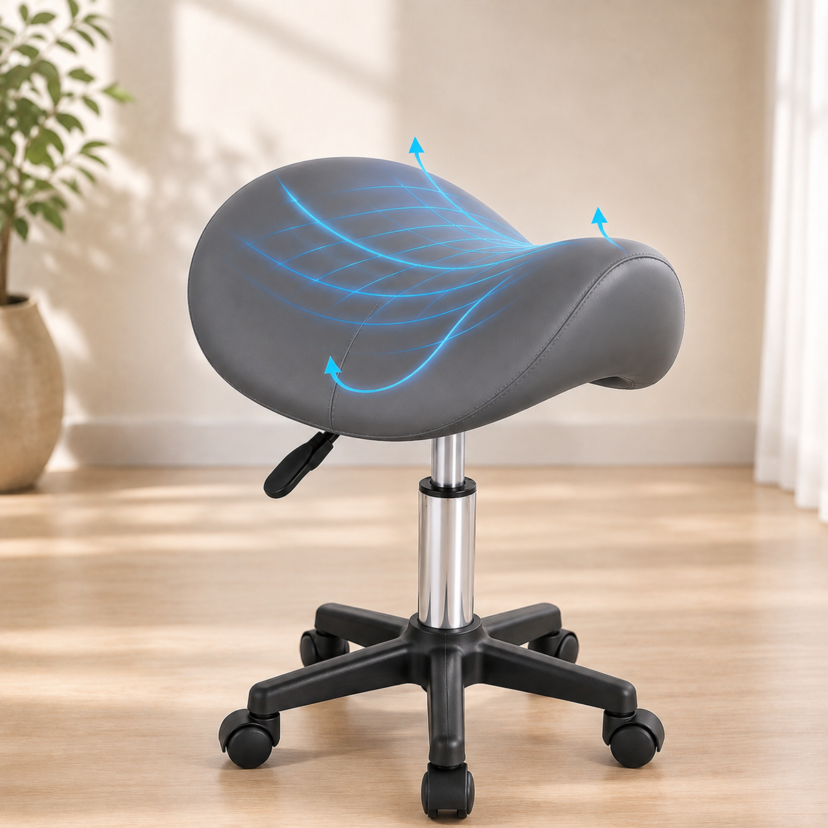 Tabouret selle de massage ergonomique gris