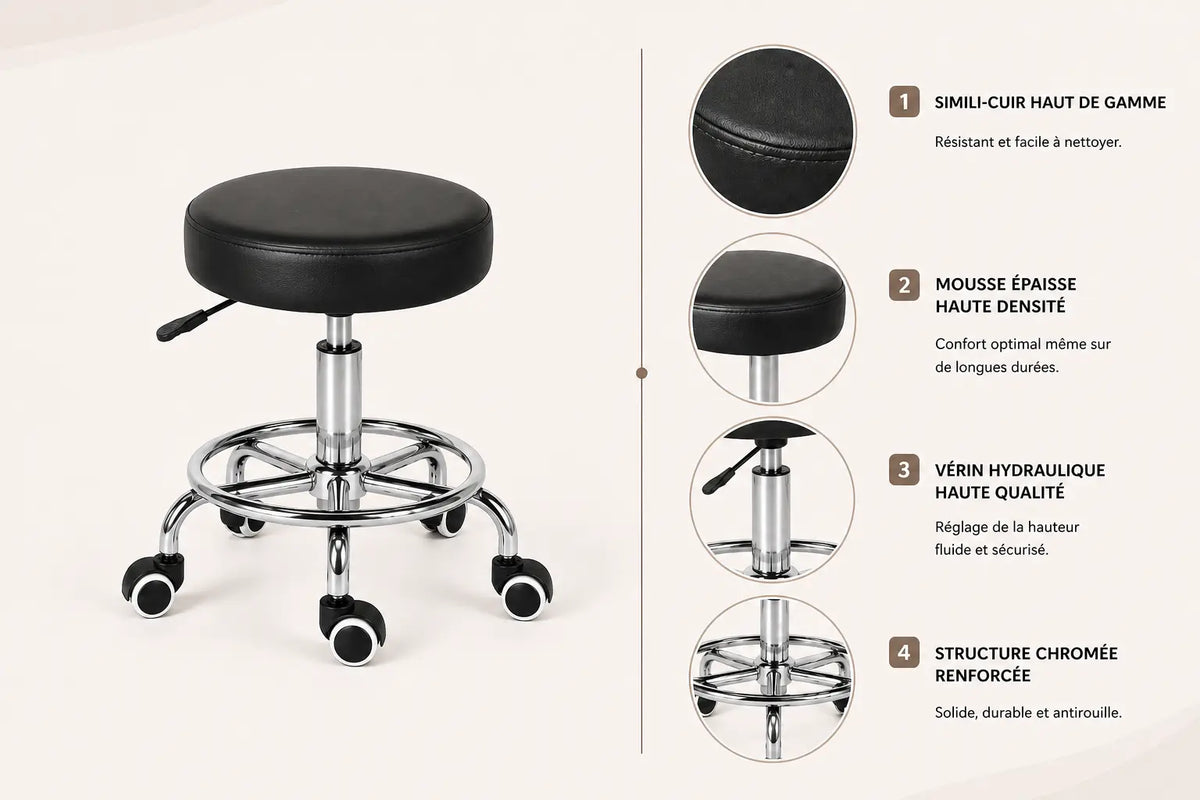 Tabouret de massage classique noir