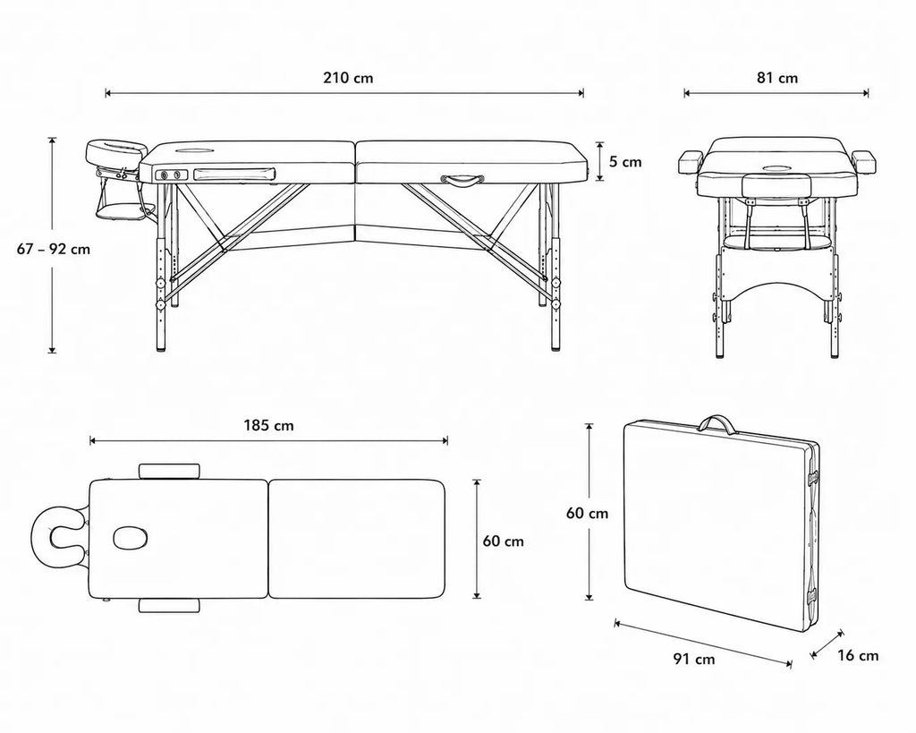 Table de massage pliante complète plan